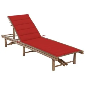 Tumbona de jardín con cojín bambú de , Tumbonas - Ref: Foro24-3061638, Precio: 206,09 €, Descuento: %