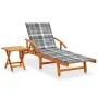 Tumbona de jardín con mesa y cojín madera maciza de acacia de , Tumbonas - Ref: Foro24-3061631, Precio: 239,97 €, Descuento: %