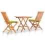 Set de bistró 3 pzs cojines verde brillante madera maciza teca de , Conjuntos de jardín - Ref: Foro24-3063236, Precio: 194,07...