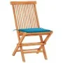 Set de bistró 3 piezas con cojines azul madera maciza teca de , Conjuntos de jardín - Ref: Foro24-3063229, Precio: 194,25 €, ...