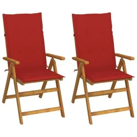 Sillas de jardín reclinables 2 uds madera maciza acacia cojines de , Sillas de jardín - Ref: Foro24-3064065, Precio: 179,69 €...