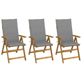 Sillas de jardín plegables 3 uds y cojines madera maciza acacia de , Sillas de jardín - Ref: Foro24-3064090, Precio: 259,55 €...