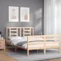Estructura de cama con cabecero madera maciza 140x200 cm de vidaXL, Camas y somieres - Ref: Foro24-3194701, Precio: 121,10 €,...