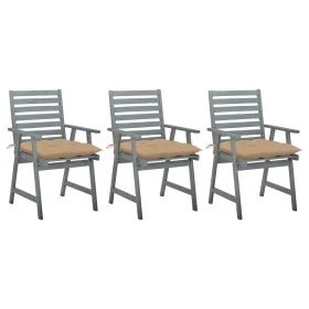Sillas comedor de jardín 3 uds madera maciza acacia y cojines de , Sillas de jardín - Ref: Foro24-3064446, Precio: 284,79 €, ...