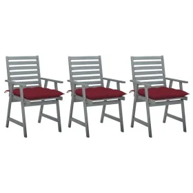 Sillas comedor de jardín 3 uds madera maciza acacia y cojines de , Sillas de jardín - Ref: Foro24-3064452, Precio: 296,26 €, ...