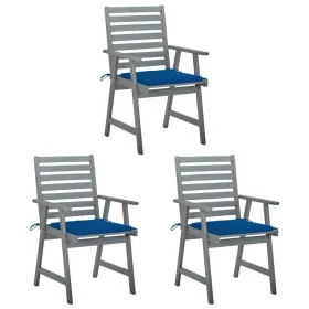 Sillas comedor de jardín 3 uds madera maciza acacia y cojines de , Sillas de jardín - Ref: Foro24-3064438, Precio: 290,00 €, ...