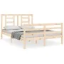 Estructura de cama con cabecero madera maciza 140x200 cm de vidaXL, Camas y somieres - Ref: Foro24-3194701, Precio: 121,10 €,...