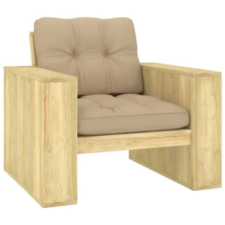 Silla de jardín y cojines beige madera pino impregnada de , Sillas de jardín - Ref: Foro24-3065744, Precio: 174,45 €, Descuen...