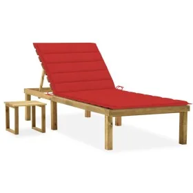 Tumbona de jardín con mesa y cojín de madera de pino impregnada by , Loungers - Ref: Foro24-3065840, Price: 130,58 €, Discoun...