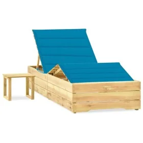 Tumbona de jardín con mesa y cojín de madera de pino impregnada von , Liegen - Ref: Foro24-3065958, Preis: 176,03 €, Rabatt: %