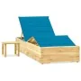 Tumbona de jardín con mesa y cojín de madera de pino impregnada von , Liegen - Ref: Foro24-3065958, Preis: 176,03 €, Rabatt: %