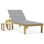 Tumbona de jardín con mesa y cojín de madera de pino impregnada by , Loungers - Ref: Foro24-3065835, Price: 124,84 €, Discoun...