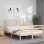 Estructura de cama con cabecero madera maciza 140x200 cm de vidaXL, Camas y somieres - Ref: Foro24-3194701, Precio: 121,10 €,...