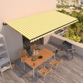 Toldo retráctil automático amarillo y blanco 600x350 cm by , Awnings - Ref: Foro24-3069248, Price: 727,86 €, Discount: %