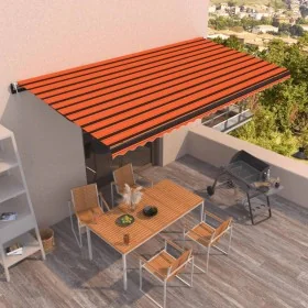 Toldo automático LED sensor de viento naranja marrón 600x350 cm de , Toldos - Ref: Foro24-3069255, Precio: 888,43 €, Descuent...