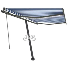 Toldo automático LED sensor de viento azul y blanco 350x250 cm de , Toldos - Ref: Foro24-3069731, Precio: 599,80 €, Descuento: %