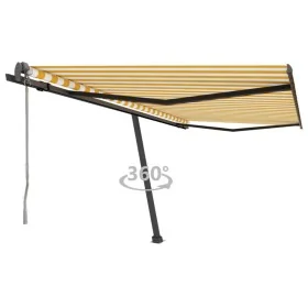 Toldo de pie automático amarillo y blanco 400x350 cm by , Awnings - Ref: Foro24-3069828, Price: 566,26 €, Discount: %