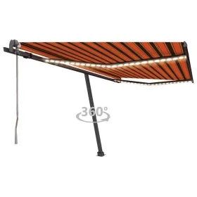 Toldo automático LED sensor de viento naranja marrón 400x350 cm by , Awnings - Ref: Foro24-3069835, Price: 997,84 €, Discount: %