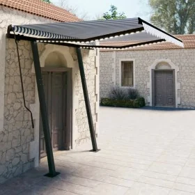 Toldo automático LED sensor de viento azul y blanco 3,5x2,5 m de , Toldos - Ref: Foro24-3070131, Precio: 589,88 €, Descuento: %