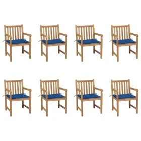 Sillas de jardín 8 uds madera maciza de teca cojines azul royal de , Sillas de jardín - Ref: Foro24-3073068, Precio: 1,00 €, ...