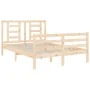 Estructura de cama con cabecero madera maciza 140x200 cm de vidaXL, Camas y somieres - Ref: Foro24-3194701, Precio: 121,10 €,...
