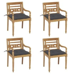 Sillas Batavia 4 unidades madera maciza de teca con cojines de , Sillas de jardín - Ref: Foro24-3073310, Precio: 492,13 €, De...