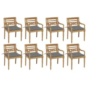 Sillas Batavia 8 unidades madera maciza de teca con cojines de , Sillas de jardín - Ref: Foro24-3073365, Precio: 1,00 €, Desc...