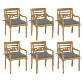 Sillas Batavia 6 unidades madera maciza de teca con cojines de , Sillas de jardín - Ref: Foro24-3073338, Precio: 746,13 €, De...