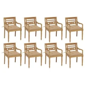 Sillas Batavia 8 unidades madera maciza de teca con cojines de , Sillas de jardín - Ref: Foro24-3073367, Precio: 1,00 €, Desc...