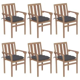 Sillas de jardín apilables 6 uds madera maciza teca con cojines de , Sillas de jardín - Ref: Foro24-3073421, Precio: 755,74 €...