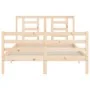 Estructura de cama con cabecero madera maciza 140x200 cm de vidaXL, Camas y somieres - Ref: Foro24-3194701, Precio: 121,10 €,...