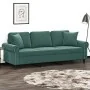 Sofá de 3 plazas con cojines terciopelo verde oscuro 180 cm by , Sofas - Ref: Foro24-3200957, Price: 316,48 €, Discount: %