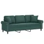 Sofá de 3 plazas con cojines terciopelo verde oscuro 180 cm by , Sofas - Ref: Foro24-3200957, Price: 316,48 €, Discount: %