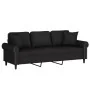 Sofá de 3 plazas con cojines terciopelo negro 180 cm de , Sofás - Ref: Foro24-3200960, Precio: 321,12 €, Descuento: %