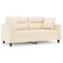 Sofá de 2 plazas con cojines tela de microfibra beige 140 cm de , Sofás - Ref: Foro24-3200976, Precio: 294,53 €, Descuento: %