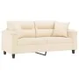 Sofá de 2 plazas con cojines tela de microfibra beige 140 cm de , Sofás - Ref: Foro24-3200976, Precio: 294,53 €, Descuento: %