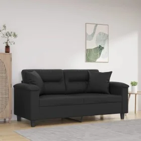 Sofá de 2 plazas con cojines cuero sintético negro 140 cm de , Sofás - Ref: Foro24-3200988, Precio: 246,85 €, Descuento: %