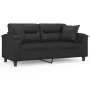 Sofá de 2 plazas con cojines cuero sintético negro 140 cm de , Sofás - Ref: Foro24-3200988, Precio: 246,85 €, Descuento: %