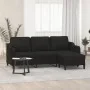 Sofá de 3 plazas con taburete de tela negro 180 cm de , Sofás - Ref: Foro24-3201139, Precio: 308,72 €, Descuento: %