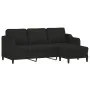 Sofá de 3 plazas con taburete de tela negro 180 cm de , Sofás - Ref: Foro24-3201139, Precio: 308,72 €, Descuento: %