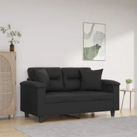 Sofá de 2 plazas con cojines cuero sintético negro 120 cm de , Sofás - Ref: Foro24-3200983, Precio: 242,76 €, Descuento: %