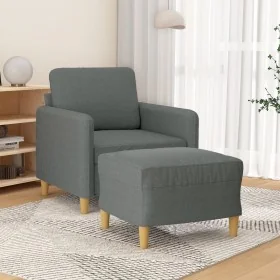 Sillón con taburete tela gris oscuro 60 cm de , Sofás - Ref: Foro24-3201185, Precio: 191,19 €, Descuento: %