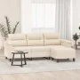 Sofá de 3 plazas y taburete tela microfibra beige 180 cm de , Sofás - Ref: Foro24-3201236, Precio: 396,80 €, Descuento: %