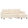 Sofá de 3 plazas y taburete tela microfibra beige 180 cm de , Sofás - Ref: Foro24-3201236, Precio: 396,80 €, Descuento: %