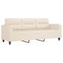 Sofá de 3 plazas y taburete tela microfibra beige 180 cm de , Sofás - Ref: Foro24-3201236, Precio: 396,80 €, Descuento: %