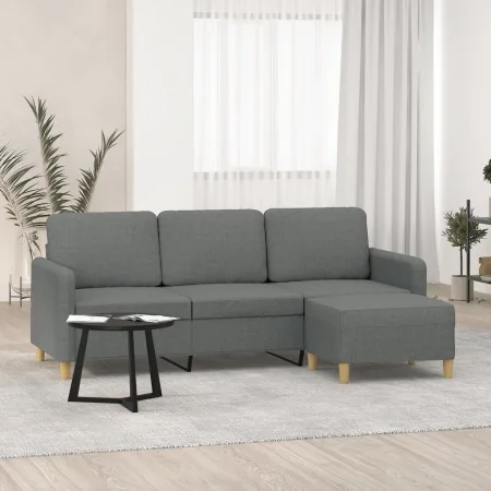 Sofá de 3 plazas con taburete de tela gris oscuro 180 cm by , Sofas - Ref: Foro24-3201193, Price: 307,21 €, Discount: %