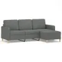 Sofá de 3 plazas con taburete de tela gris oscuro 180 cm by , Sofas - Ref: Foro24-3201193, Price: 307,21 €, Discount: %