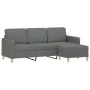 Sofá de 3 plazas con taburete de tela gris oscuro 180 cm by , Sofas - Ref: Foro24-3201193, Price: 307,21 €, Discount: %
