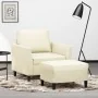 Sillón con taburete cuero sintético color crema 60 cm de , Sofás - Ref: Foro24-3201118, Precio: 158,10 €, Descuento: %