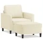 Sillón con taburete cuero sintético color crema 60 cm de , Sofás - Ref: Foro24-3201118, Precio: 158,10 €, Descuento: %